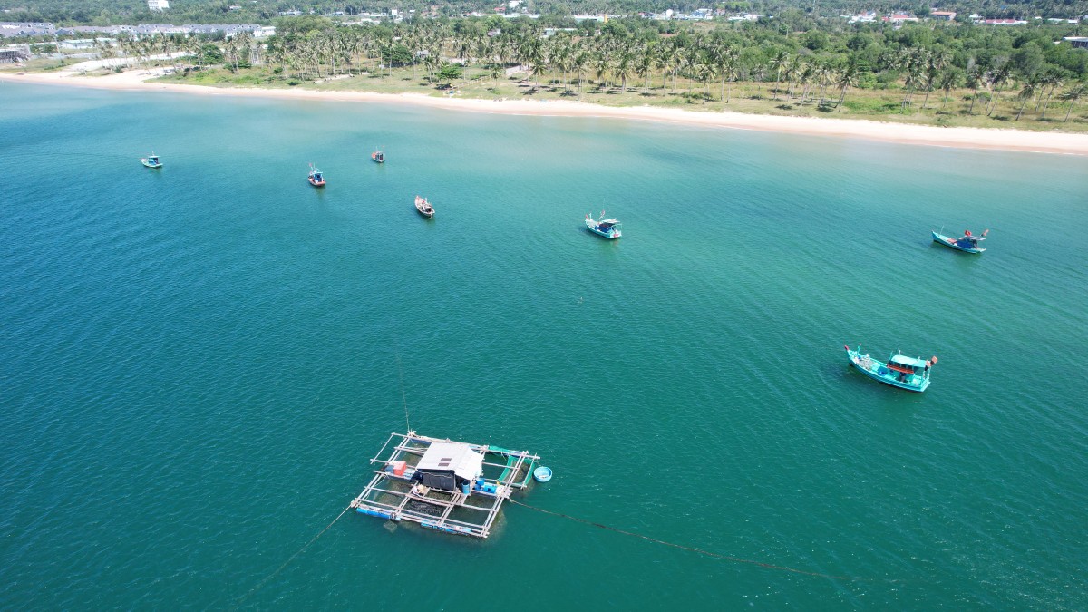 Phu Quoc beach with white sand and clear blue sea